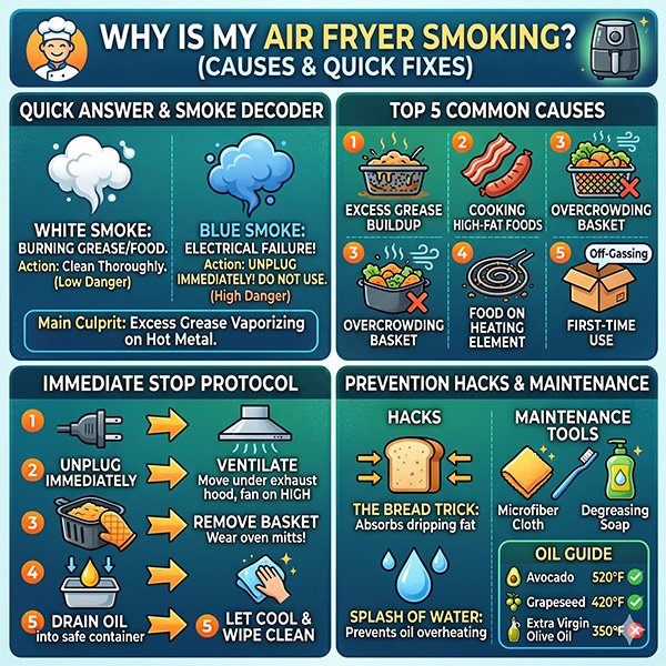 Why Is My Air Fryer Smoking-Causes and Fix -Infographic